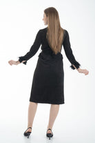 نتشي فستان ميدي رسمي بحزام علي الخصر