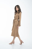 نتشي فستان ميدي رسمي بحزام علي الخصر