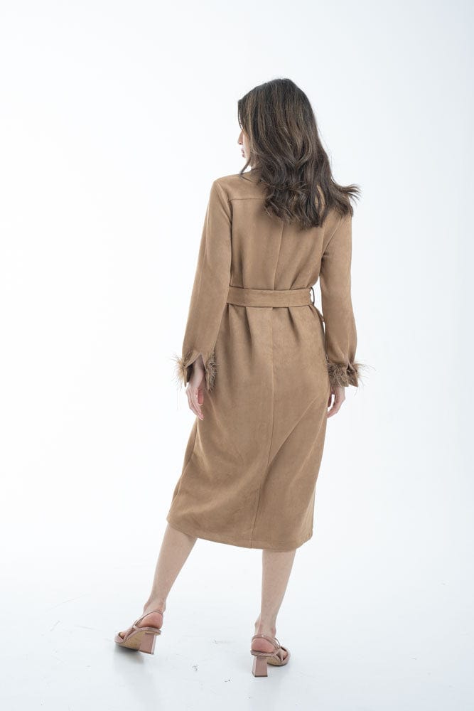 نتشي فستان ميدي رسمي بحزام علي الخصر