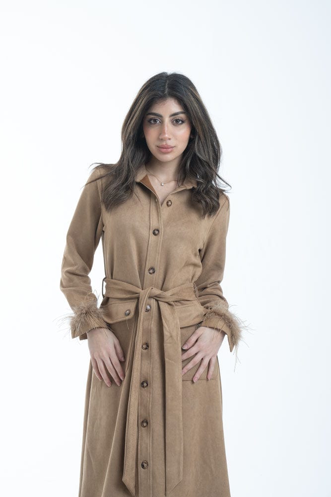 نتشي فستان ميدي رسمي بحزام علي الخصر