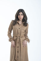 نتشي فستان ميدي رسمي بحزام علي الخصر