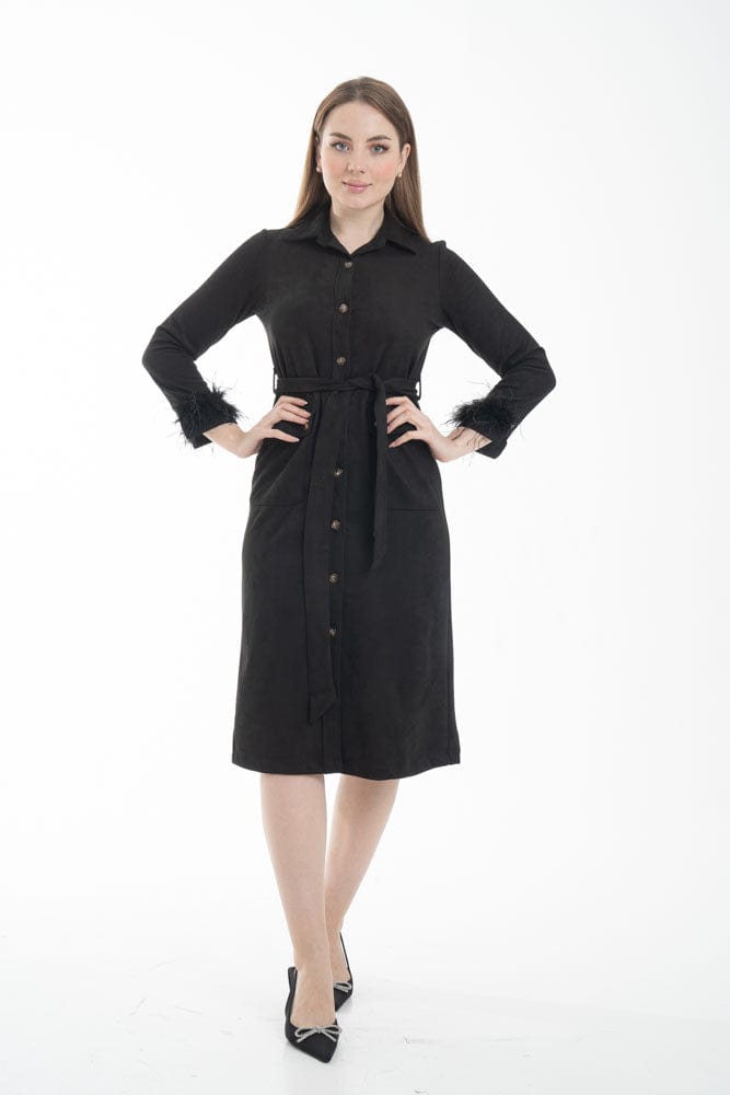 نتشي فستان ميدي رسمي بحزام علي الخصر