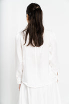 نتشي بلوزة سادة سواريه كم طويل بف نسائي مع ربطة عنق