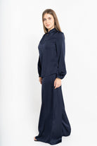 نتشي بنطلون طويل سادة واسع من أسفل نسائي