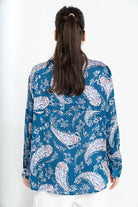 نتشي بلوزة منقوش بأزرار أمامية كم طويل نسائي