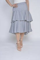 نتشي تنورة ميدي طبقات كشكش واسعة