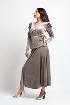 نتشي تنورة ماكسي سادة واسعة نسائي