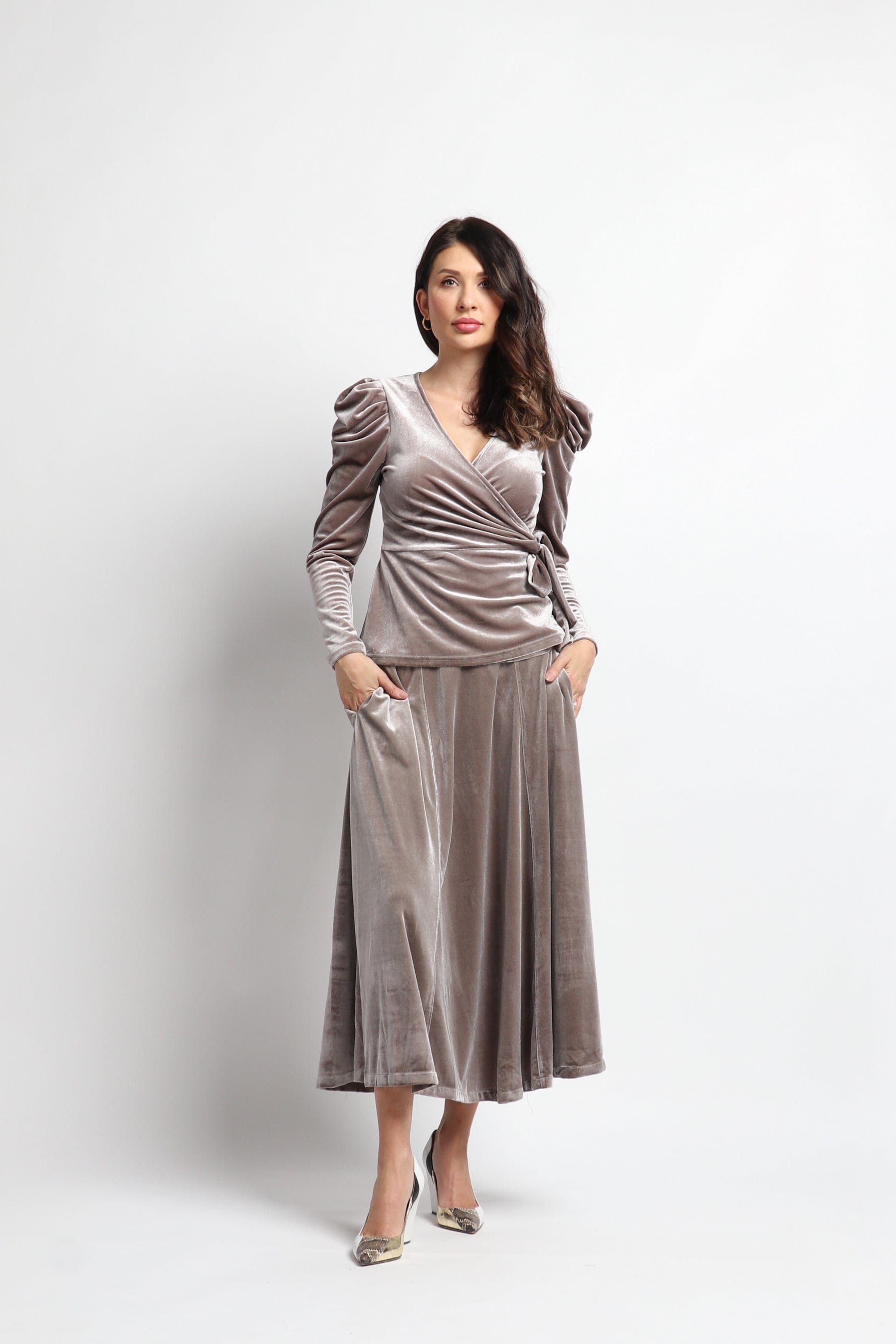 نتشي تنورة ماكسي سادة واسعة نسائي