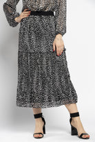 نتشي تنورة ميدي واسعه من طبقتين مطبوعة بنقشة جلد النمر