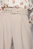 نتشي بنطلون كلاسيك بحزام واسع طويل نسائي