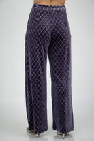 نتشي بنطلون مربعات هاي ويست واسع طويل نسائي