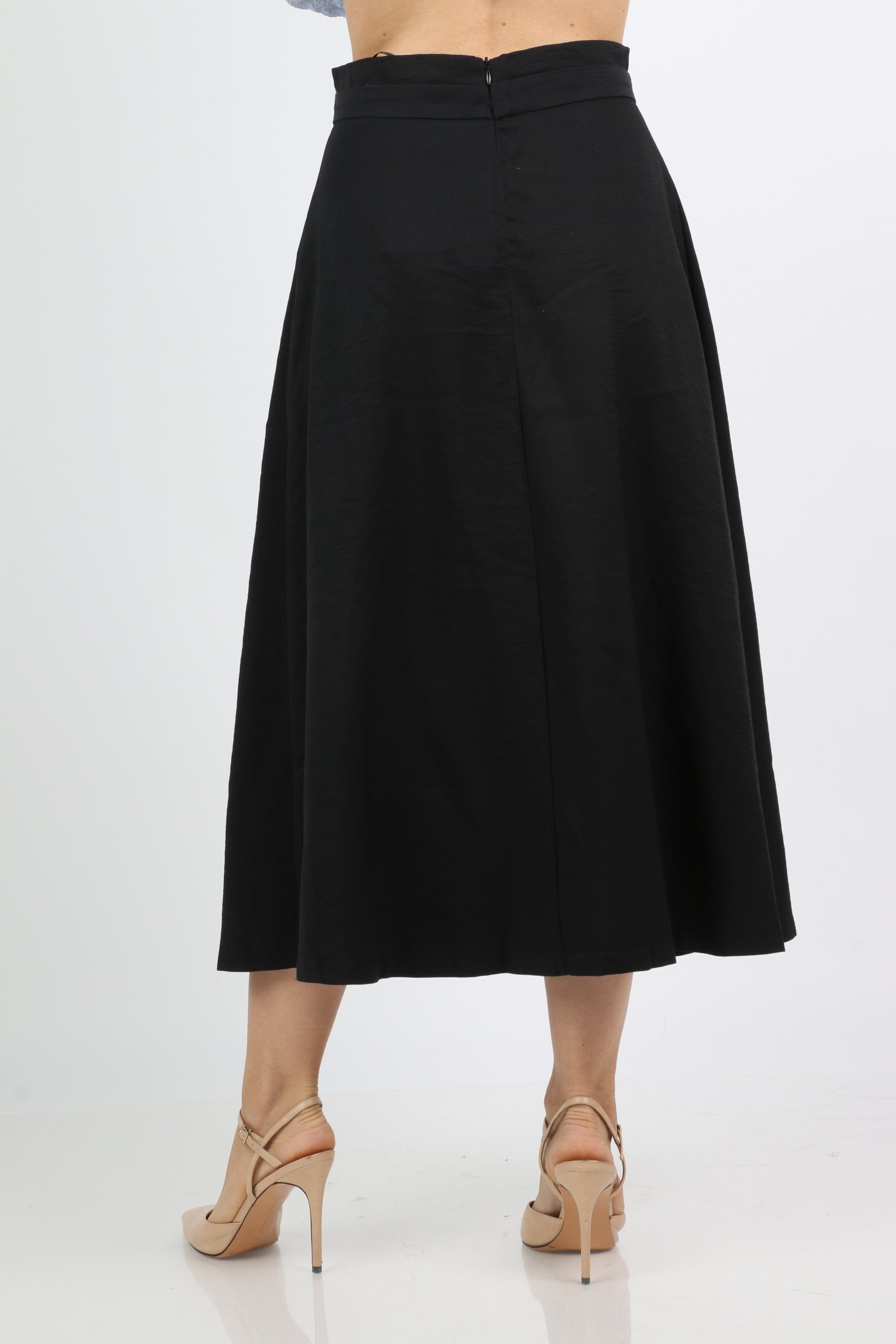 نتشي تنورة ميدي بخصر عالي نسائية سادة