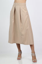 نتشي تنورة ميدي بخصر عالي نسائية سادة