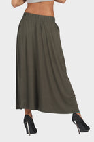 ميكا تنورة ميدي قطن سادة بخصر مطاط