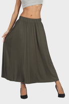 ميكا تنورة ميدي قطن سادة بخصر مطاط