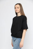 ميكا بلوزة قطنية سادة نص كم نسائي