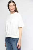 ميكا بلوزة قطنية سادة نص كم نسائي