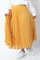 ميكا تنورة ميدي شيفون بليسيه بخصر مطاط