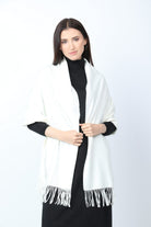 ميكا شال نسائي طويل سادة مزين بشراشيب