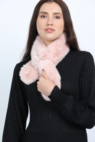 ميكا وشاح فرو صغير بدبوس على الرقبة نسائي