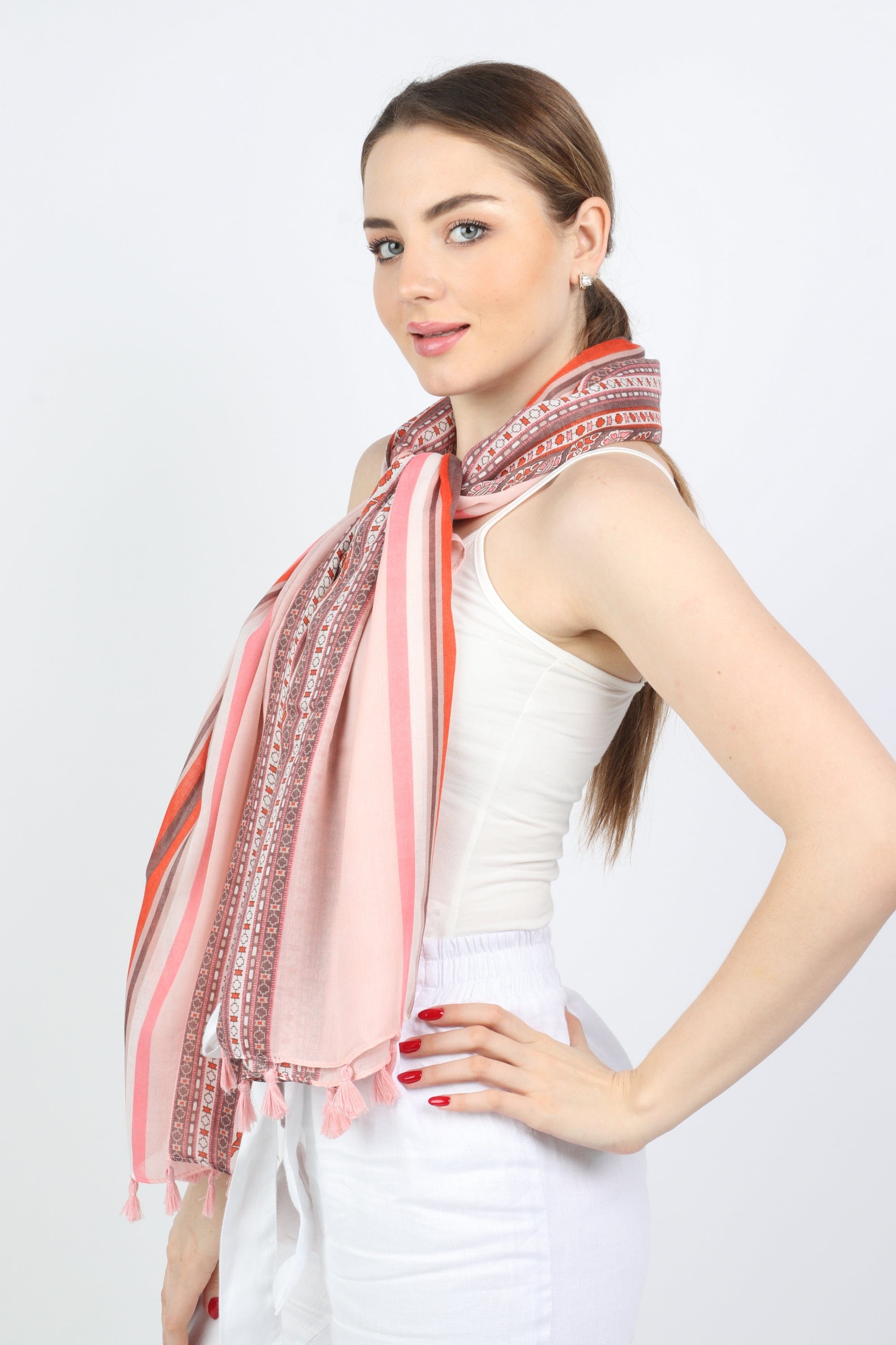 ميكا سكارف عنق منقوش ملون نسائي