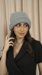 ميكا طاقية شتوية نسائية منسوجة رمادي