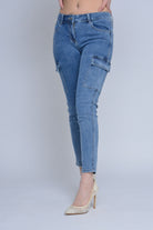 ميكا بنطلون سكيني جينز نسائي بجيوب خارجية