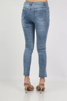 ميكا بنطلون هاي ويست بسحاب بجيوب مقطع مفتوح من اسفل نسائي