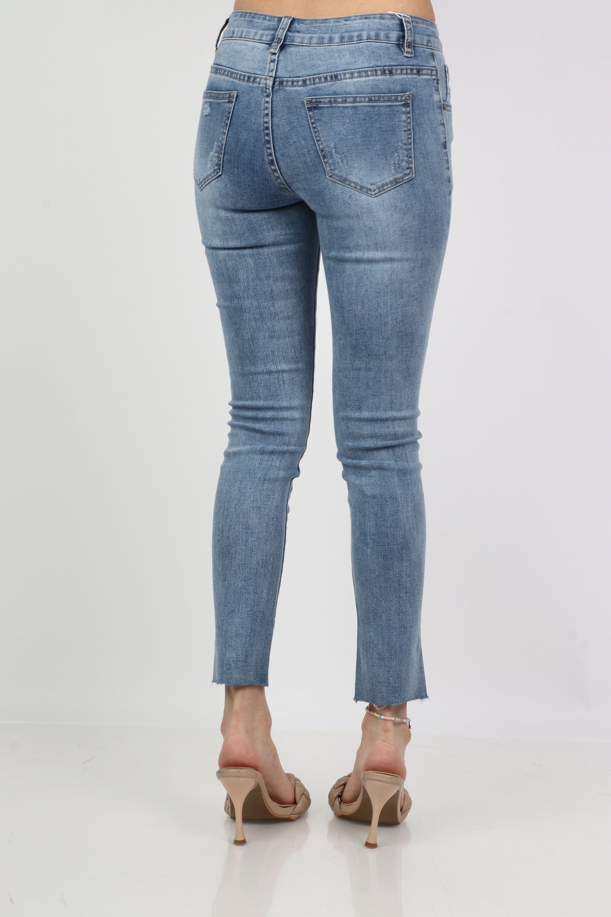 ميكا بنطلون هاي ويست بسحاب بجيوب مقطع مفتوح من اسفل نسائي