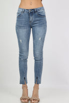 ميكا بنطلون هاي ويست بسحاب بجيوب مقطع مفتوح من اسفل نسائي