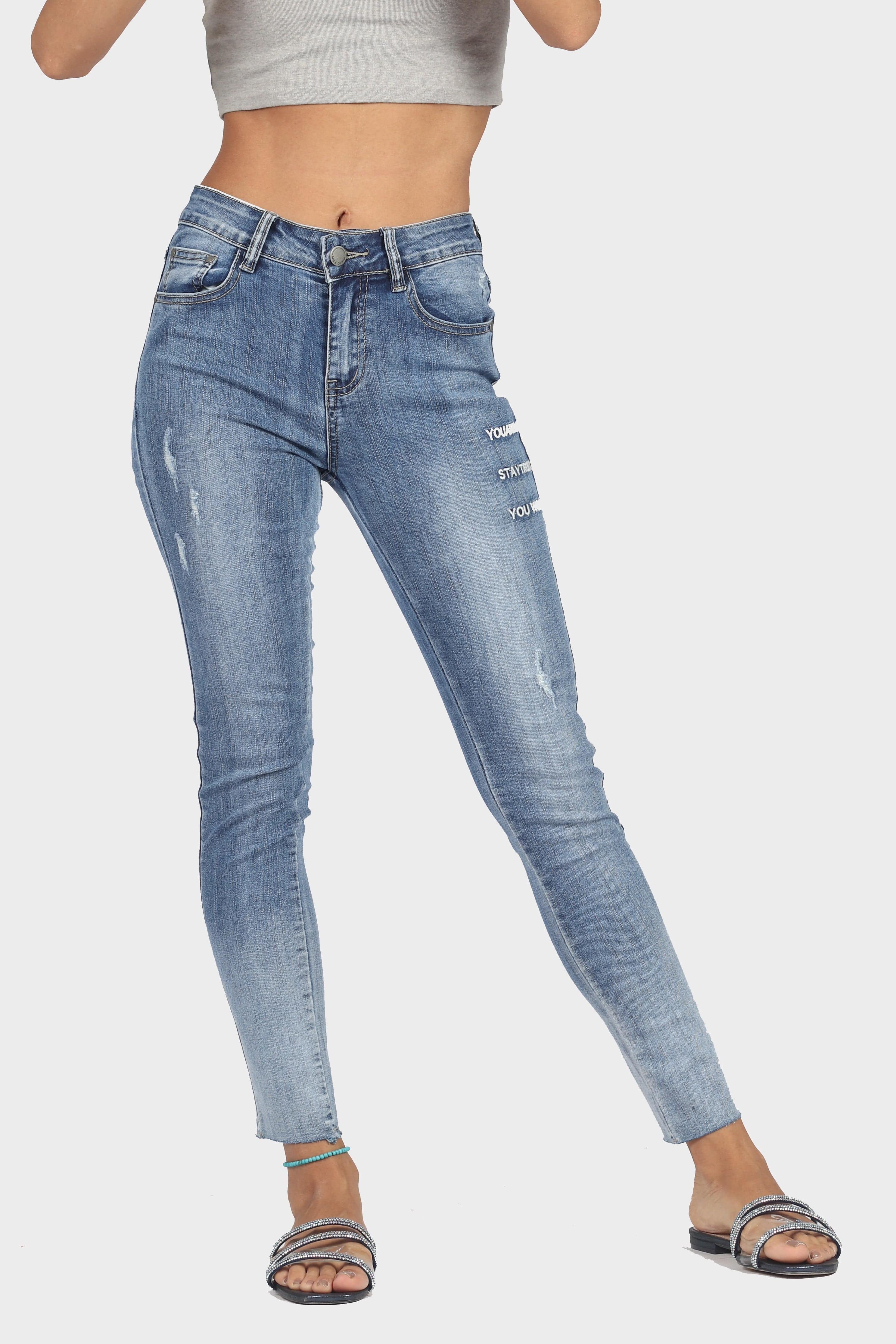 ميكا بنطلون جينز هاي ويست طويل نسائي