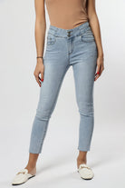 ميكا بنطلون جينز سادة سكيني طويل نسائي