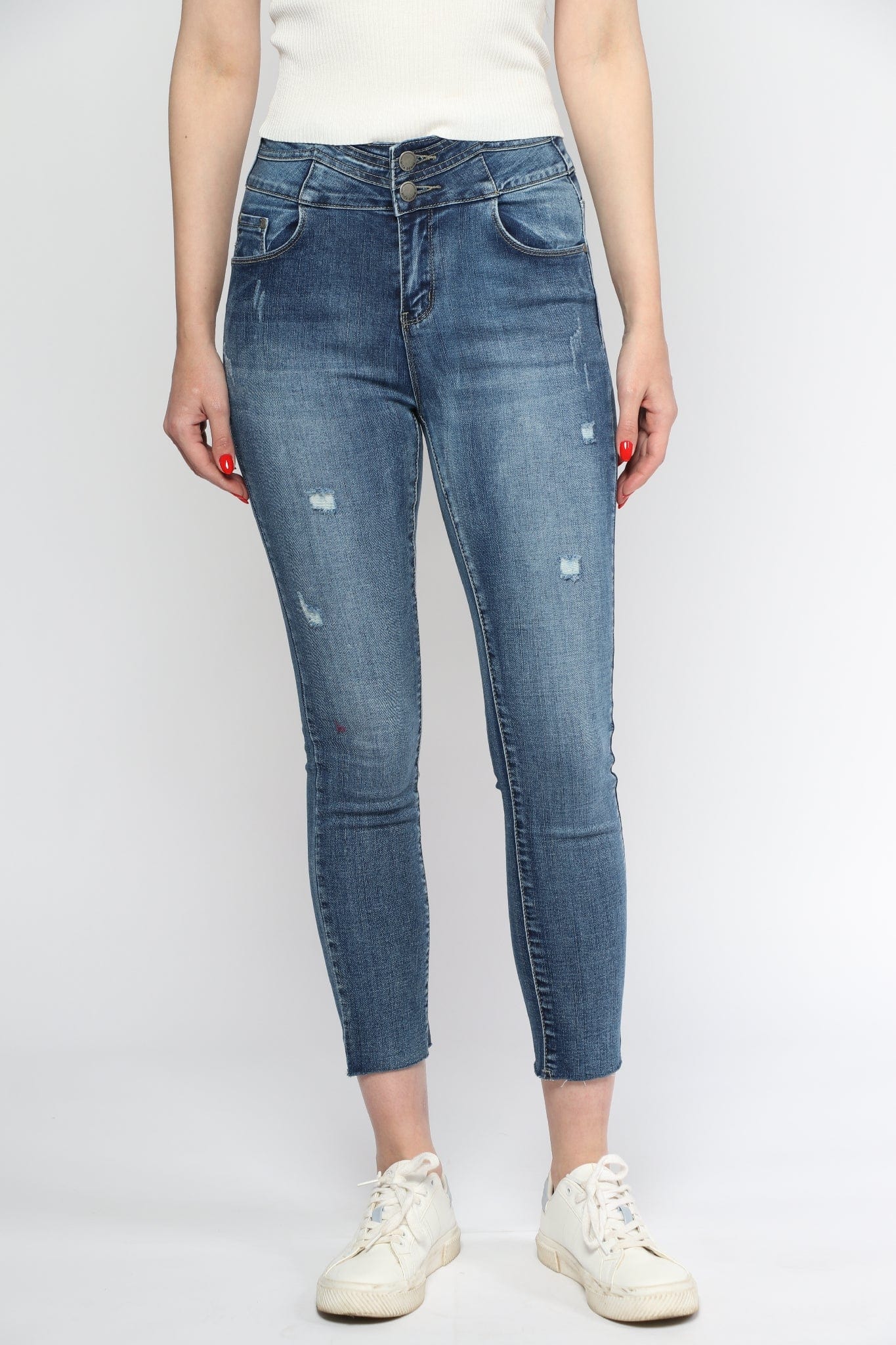 ميكا بنطلون سكيني مقطع هاي ويست طويل نسائي