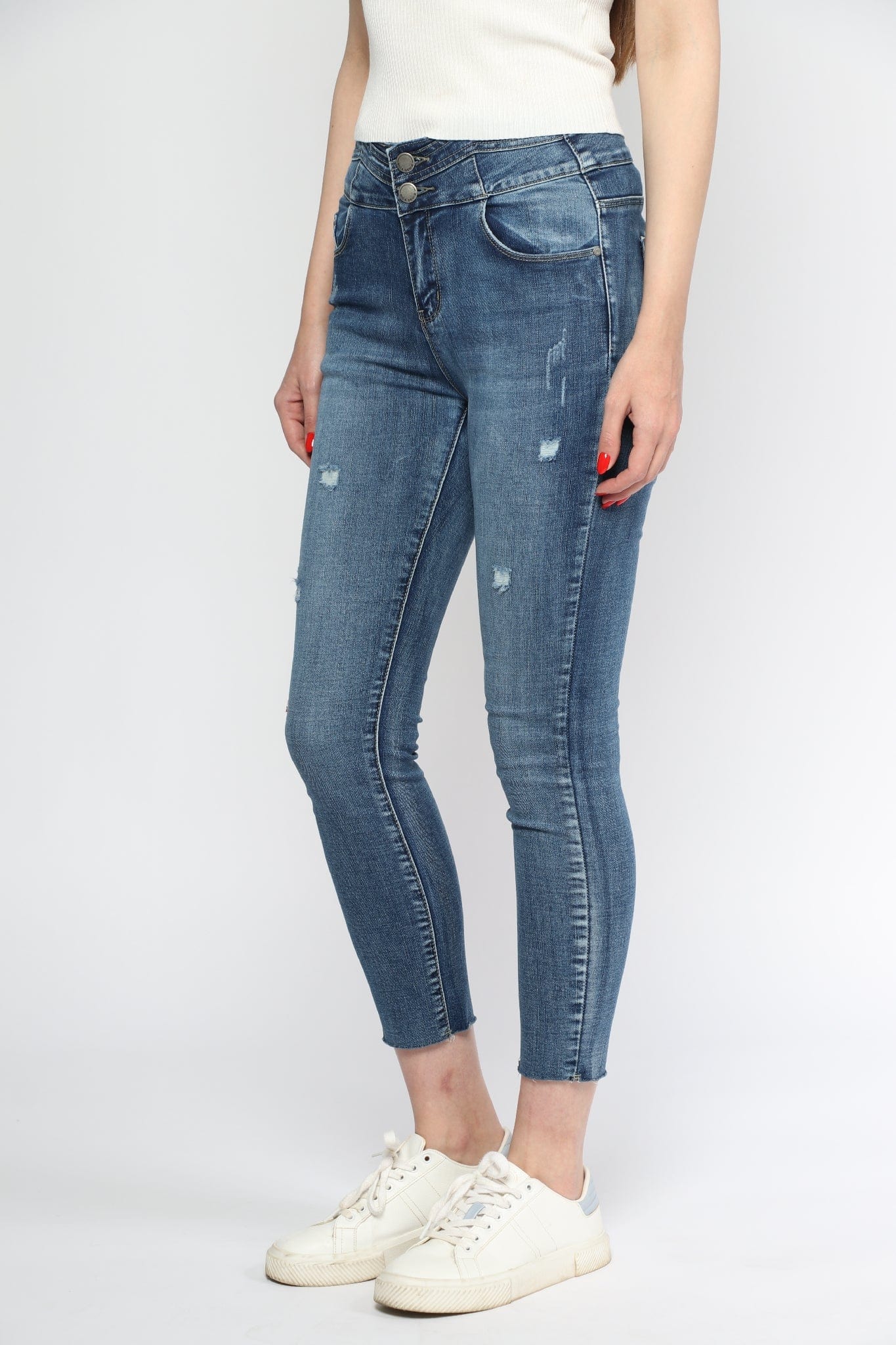 ميكا بنطلون سكيني مقطع هاي ويست طويل نسائي