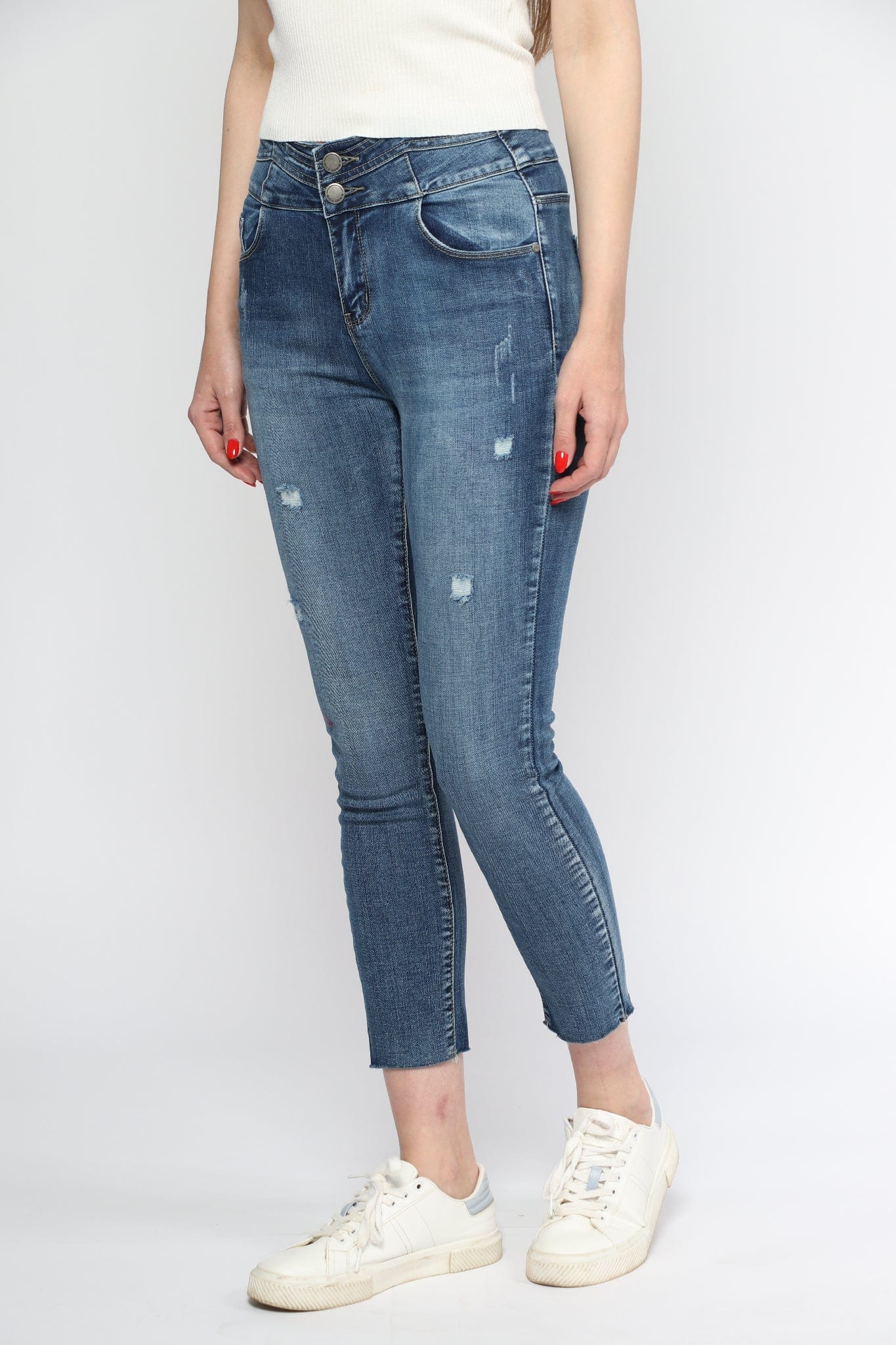 ميكا بنطلون سكيني مقطع هاي ويست طويل نسائي