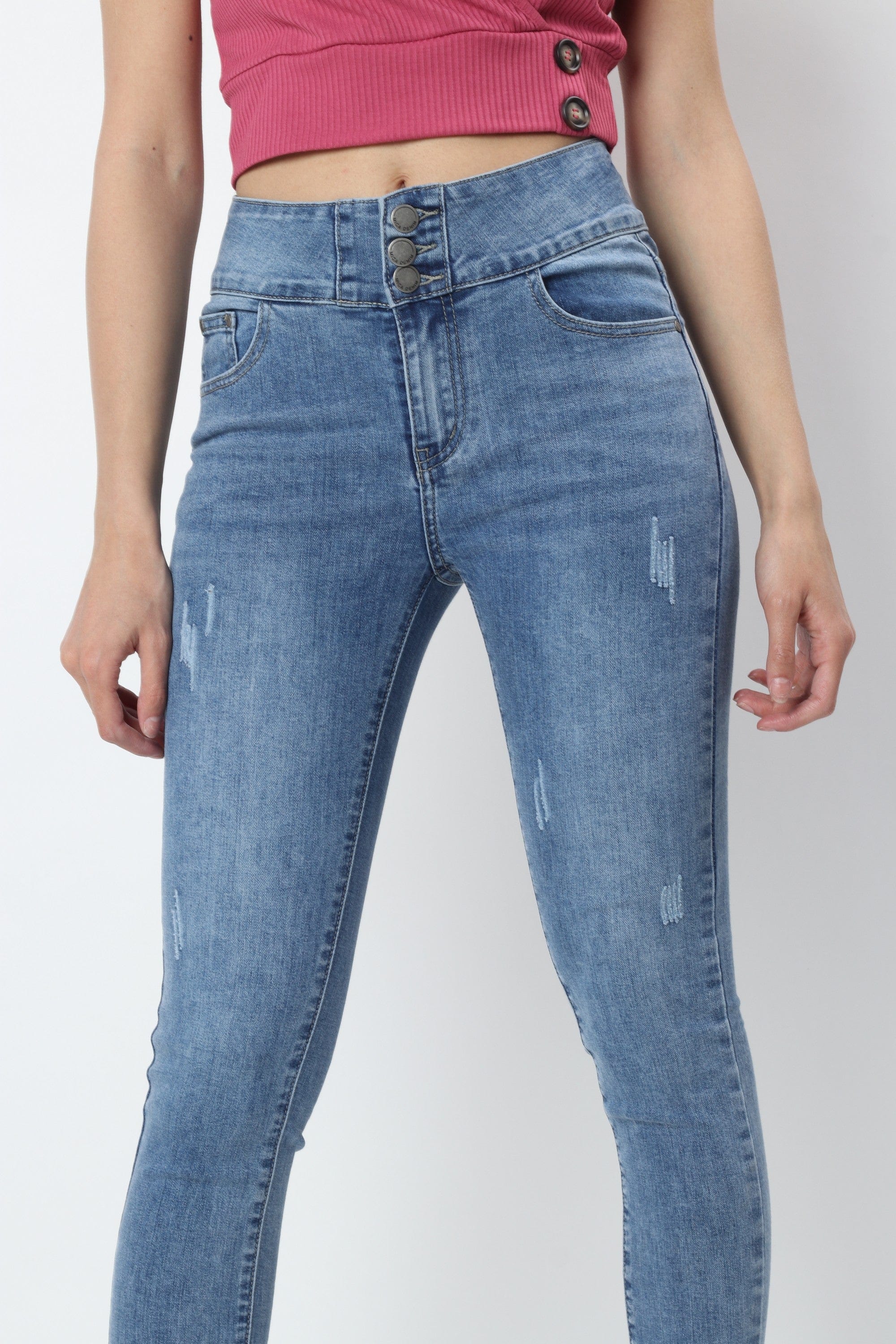 ميكا بنطلون جينز سكيني مقطع طويل نسائي