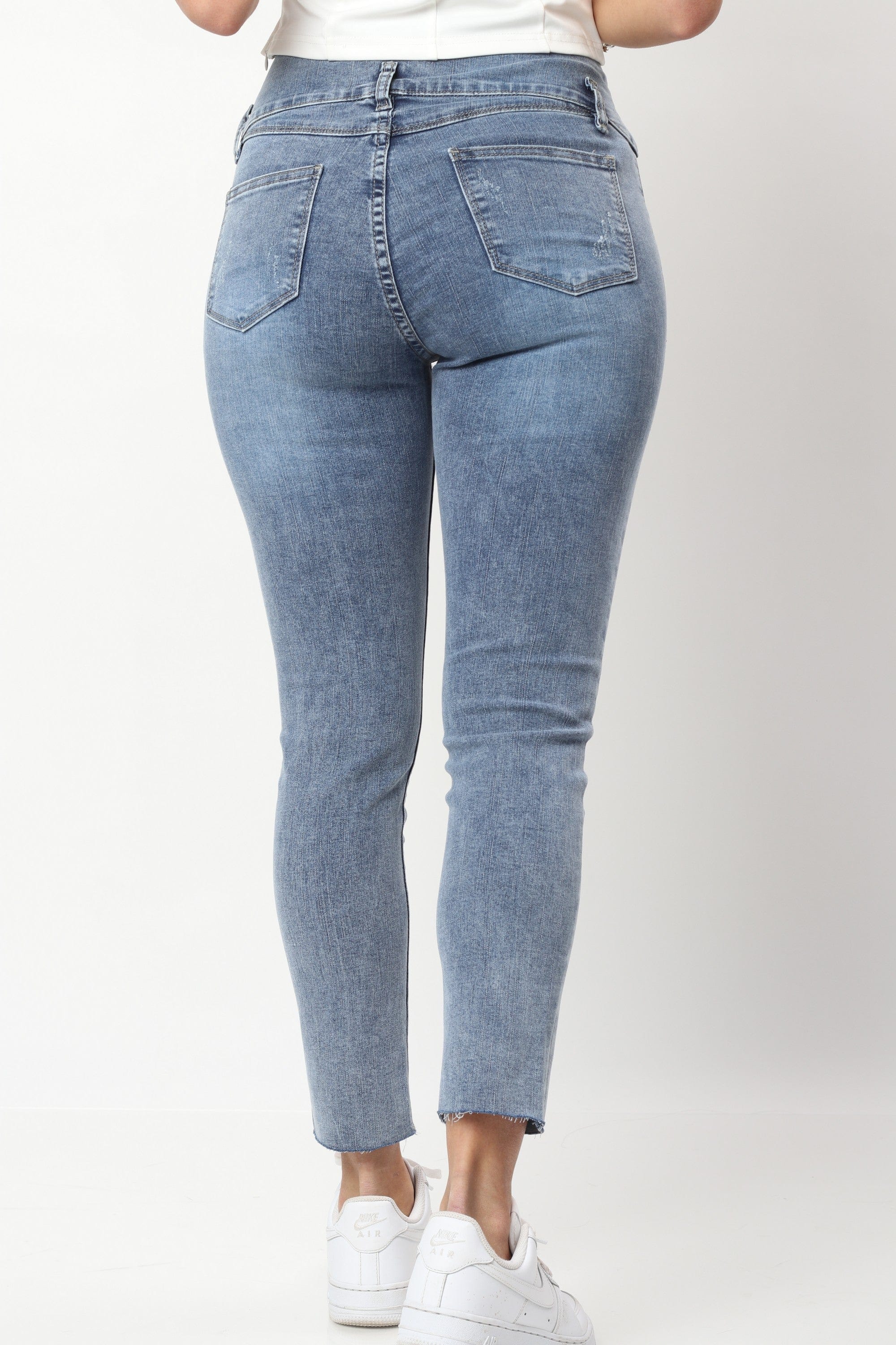 ميكا بنطلون جينز سكيني مقطع طويل نسائي