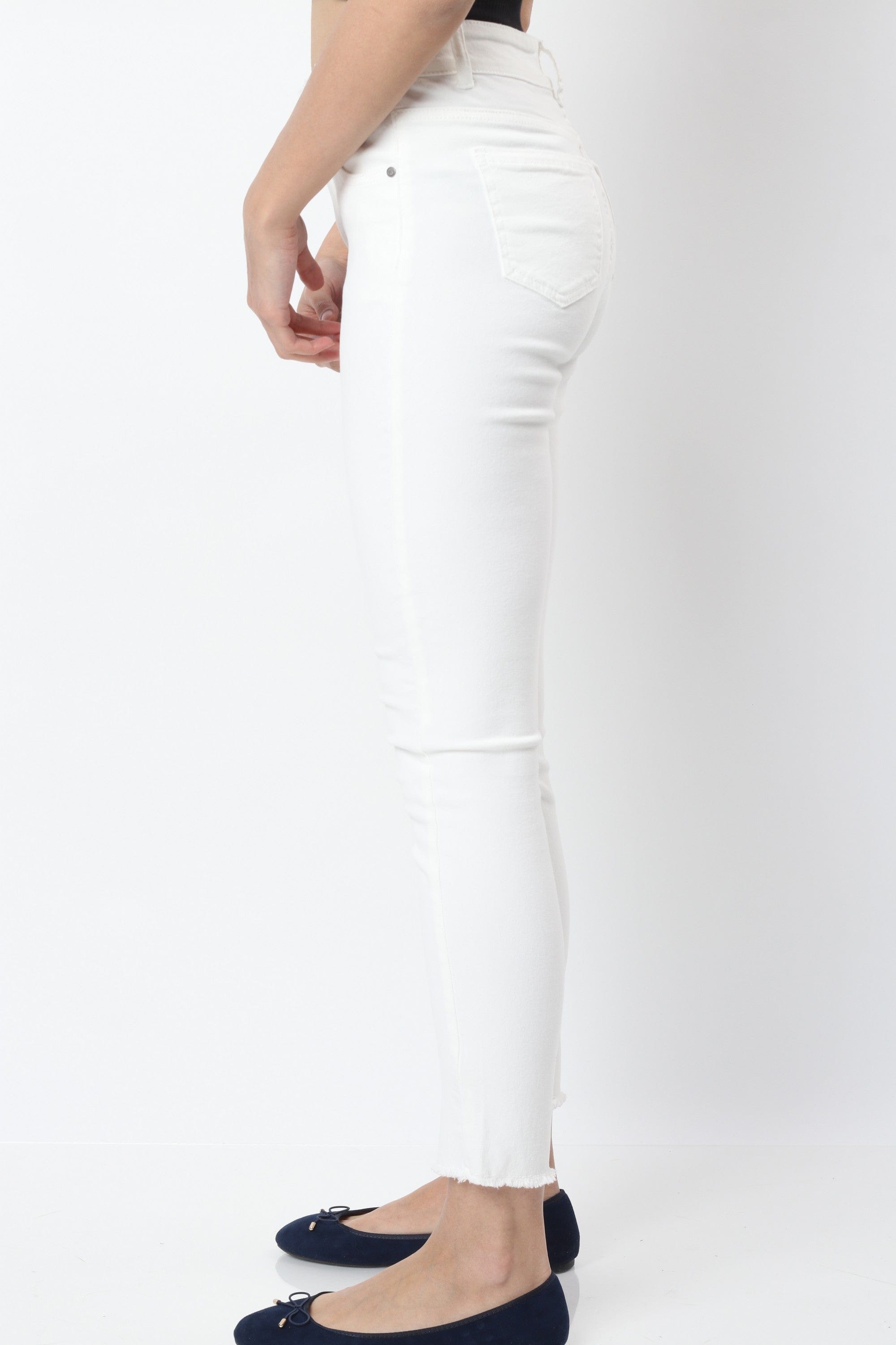 ميكا بنطلون جينز سكيني سادة طويل خصر مرتفع نسائي