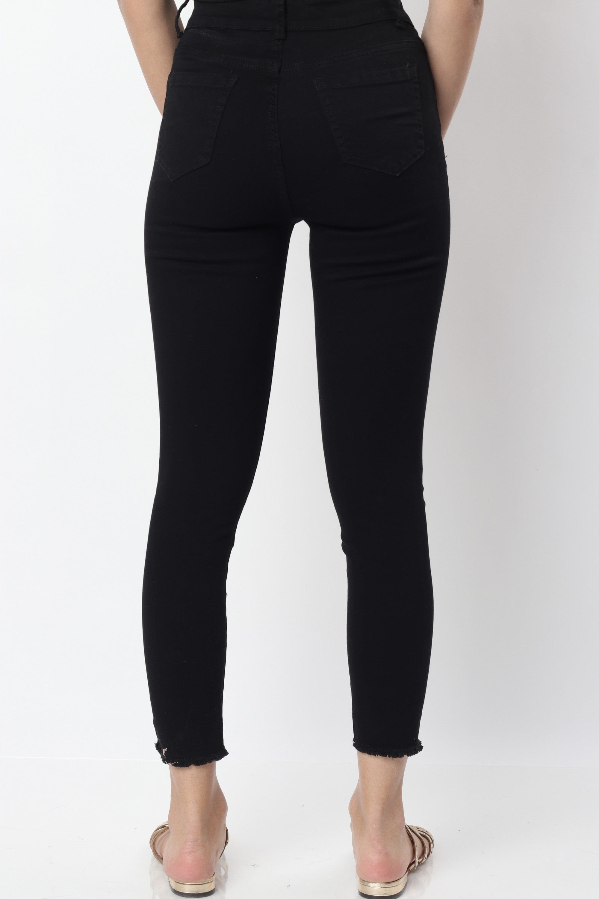 ميكا بنطلون جينز سكيني سادة طويل خصر مرتفع نسائي