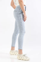 ميكا بنطلون جينز هاي ويست سكيني مقطع طويل نسائي