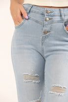 ميكا بنطلون هاي ويست بأزرار وجيوب جانبية طويل نسائي