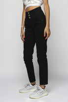 ميكا بنطلون طويل هاي ويست بثلاثة أزرار طويل نسائي