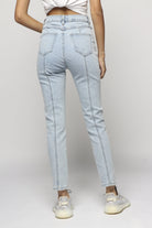 ميكا بنطلون جينز هاي ويست سكيني بسحاب وزرار وجيوب طويل نسائي