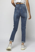 ميكا بنطلون جينز هاي ويست بسحاب وزرار طويل نسائي