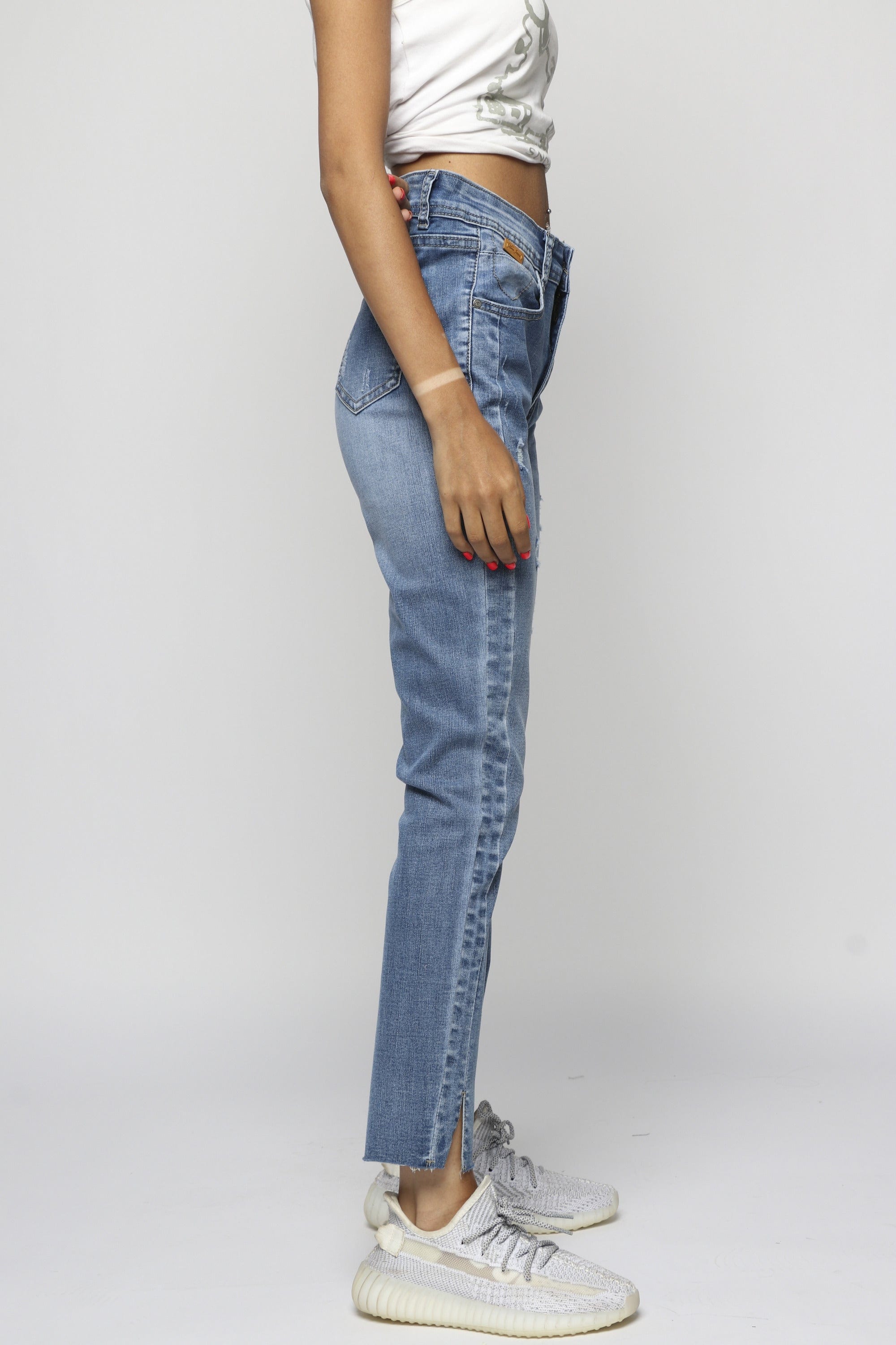 ميكا بنطلون جينز بوي فريند طويل نسائي