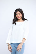 ميكا بلوزة سادة واسع كم طويل نسائي