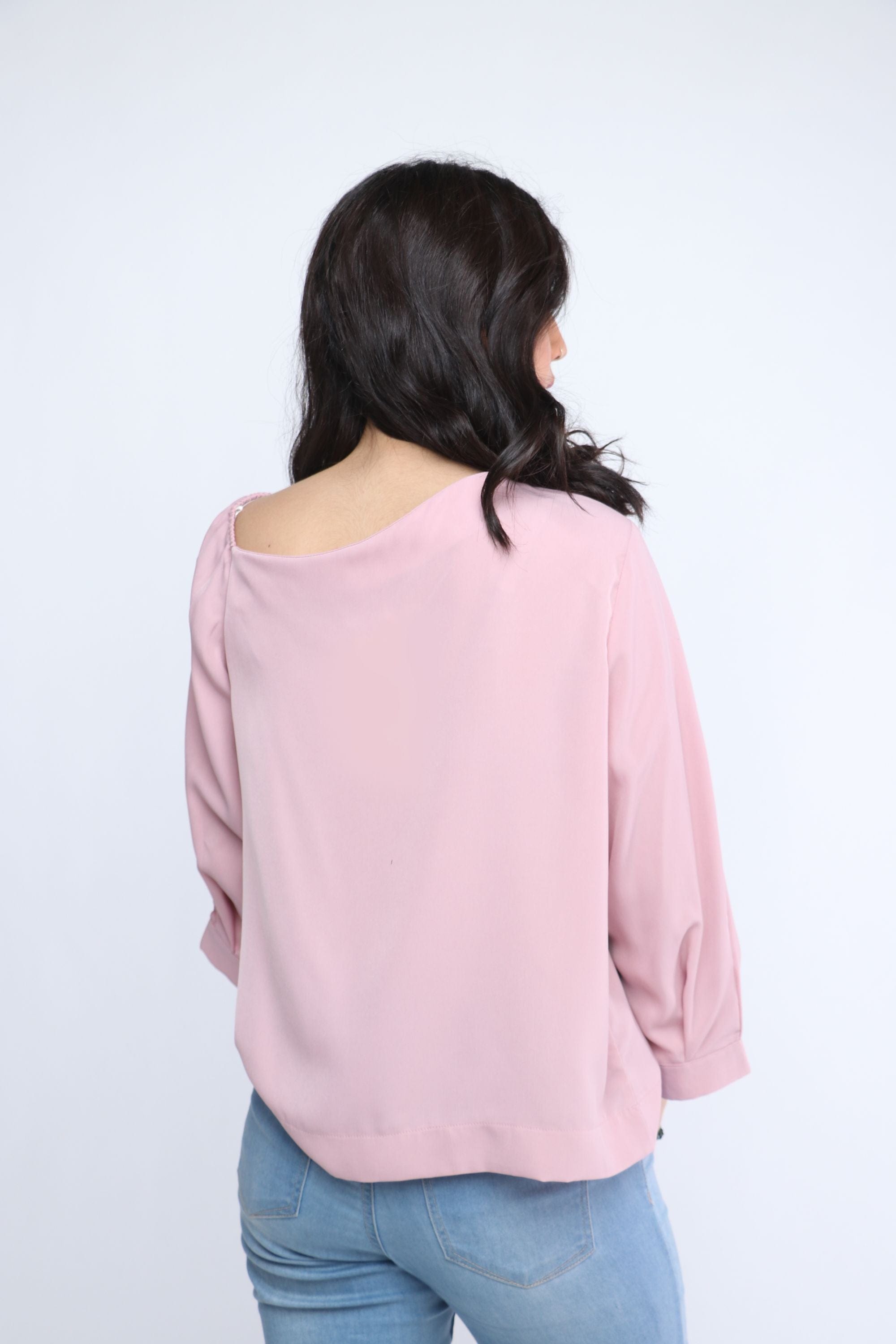 ميكا بلوزة سادة واسع كم طويل نسائي