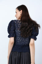 ميكا بلوزة دانتيل كم قصير منفوخ نسائي