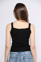 ميكا تانك توب سادة بفتحة صدر مربعة