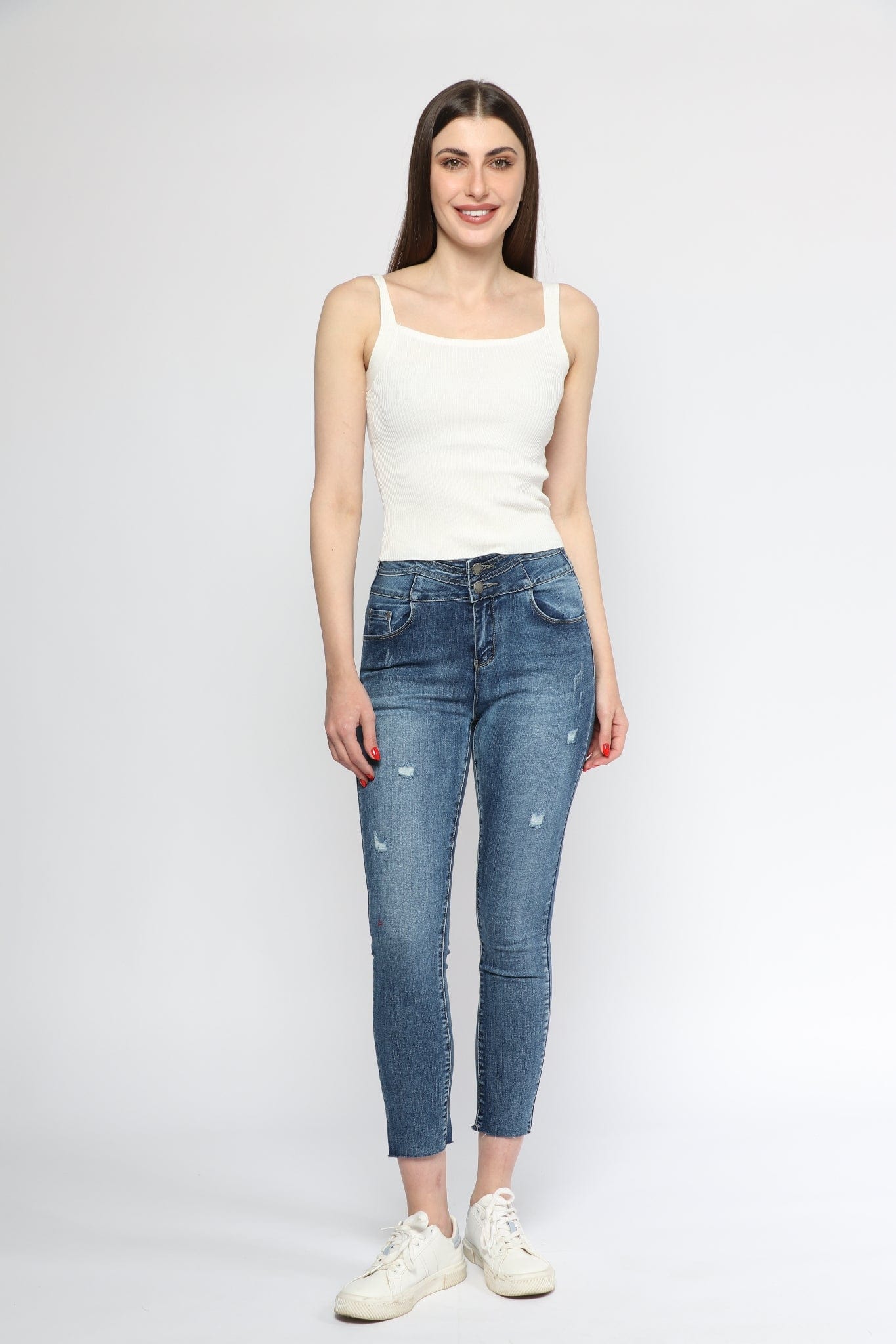 ميكا تانك توب سادة بفتحة صدر مربعة